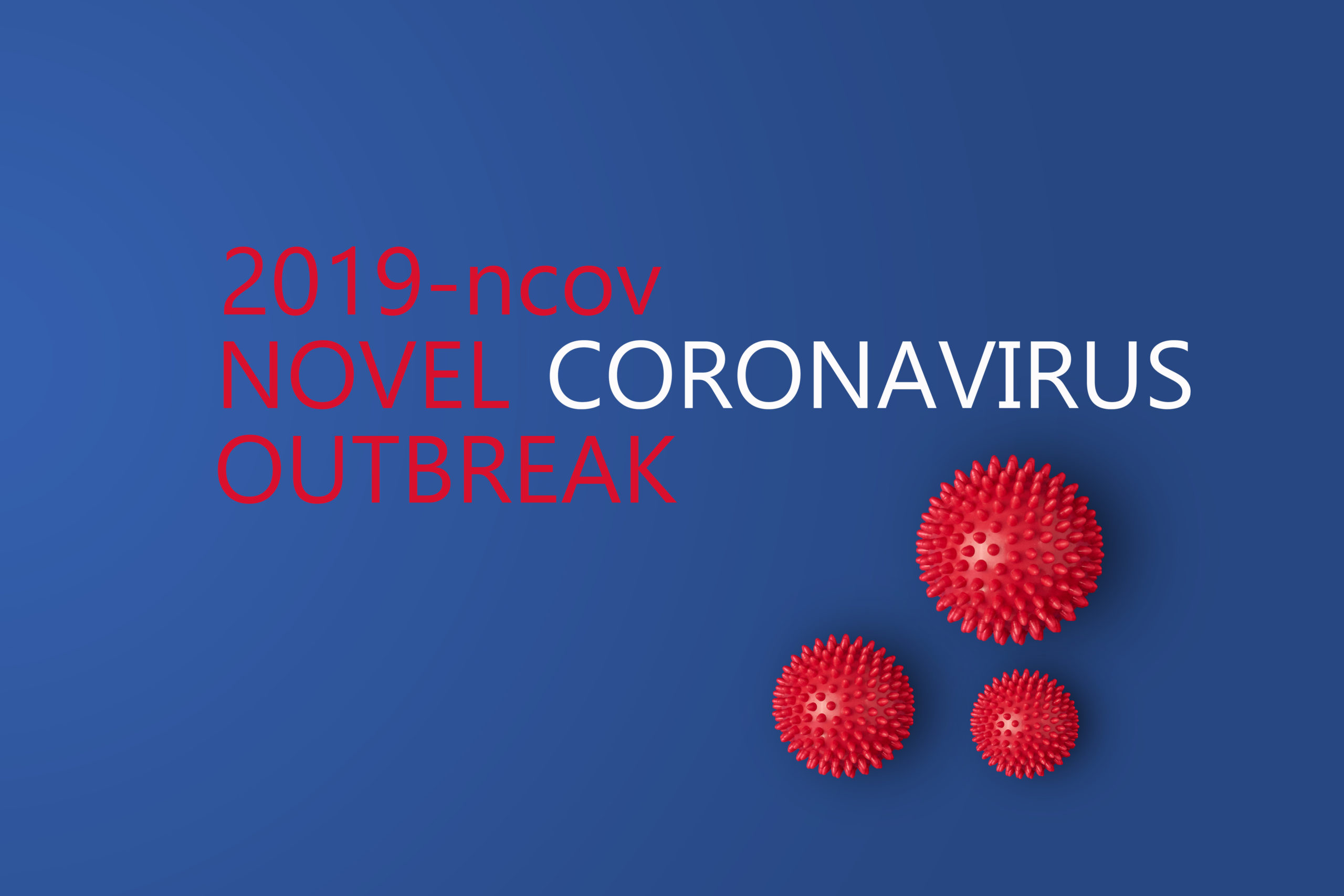 Modelo de cepa de virus abstracto de Novel coronavirus 2019-nCoV con texto sobre fondo azul