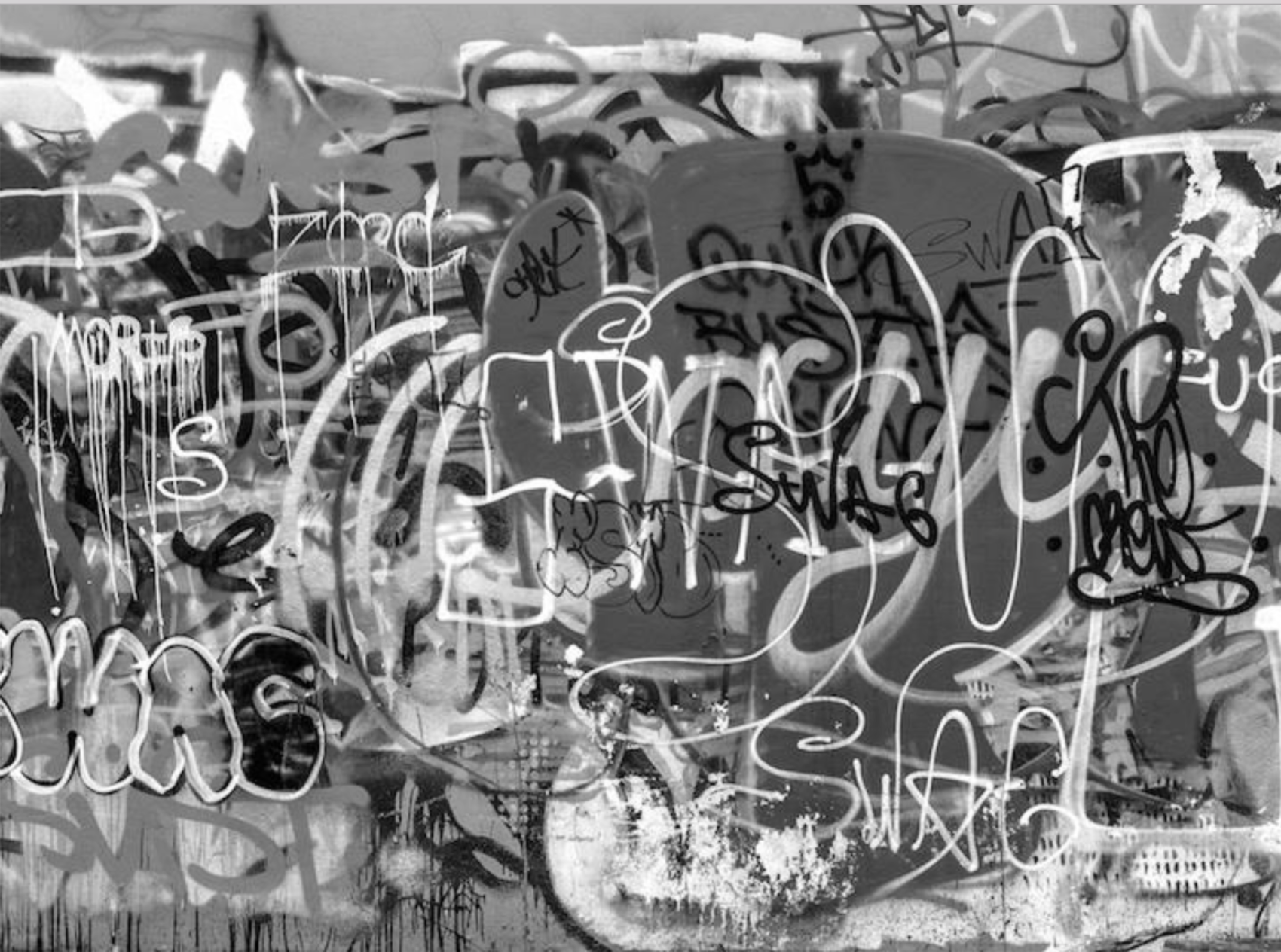 Black and white graffiti wall