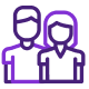 Purple icon outline of a man and woman side by side